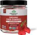 ORGANIC INDIA Gummies de fibra para adultos - Fibra prebiótica, Suplemento dietético, Salud Digestiva para hombres y mujeres, Vegan, Bajo azúcar, No GMO - Fresa, 60 Gummies