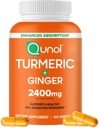 Curcumina de Turmérica Qunol con Pepper Negro y jengibre, 2400 mg Extracto Turmérico con Curcuminoides 95%, Suplemento de Fuerza Extra, Absorción Mejorada, Suplemento de Apoyo Conjunto, 105 Conde