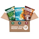 Quest Nutrition Protein Chips Variedad Pack, BBQ, Cheddar &amp; Sour Cream, Sour Cream &amp; Onion, High Protein, Low Carb, 1.1 oz (Pack of 12)