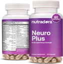 Neuro Plus Brain Supplement for Memory and Focus, 41 Ingredients, Premium Focus Supplement with DMAE Promotes Concentration &amp; Energy for Men and Women, Formulated in USA, 60 Capsules
