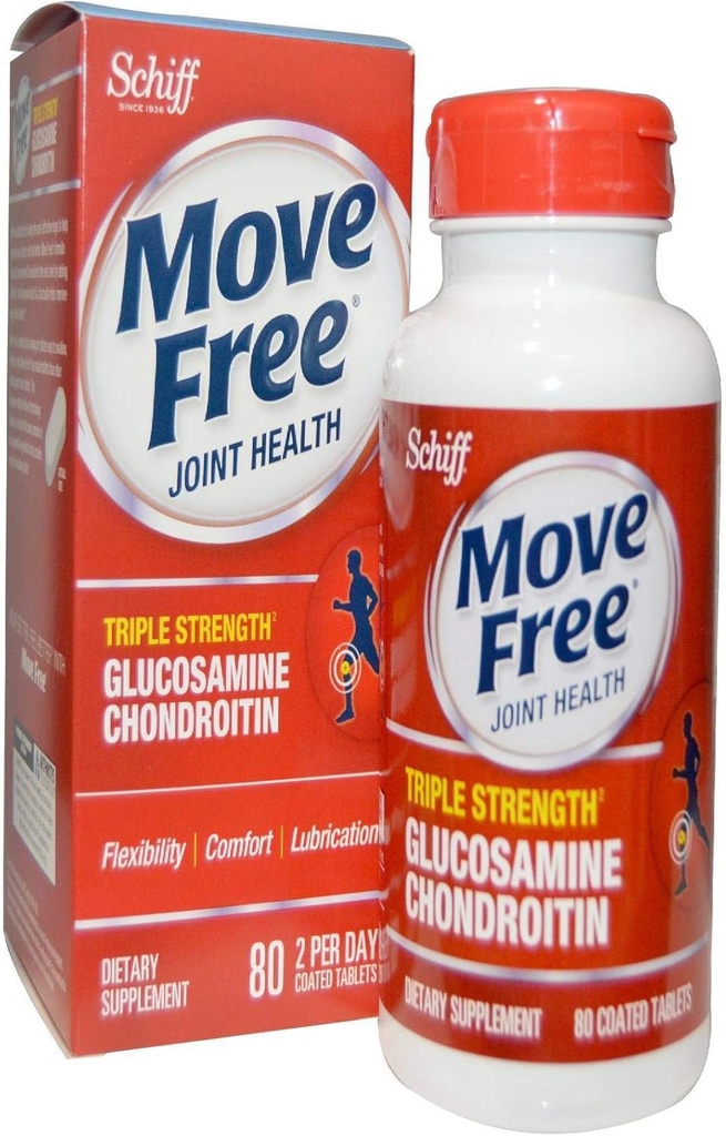 Schiff Move Free Advanced , Triple Strength Plus MSM & Vitamin D3, 80 Tablets Coated