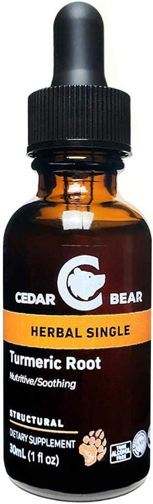 Cedar Bear Turmeric Root (Curcuma Longa) Liquid Herbal Supplement That Supports Healthy Cellular Activity, and Stimulates Immune Function 1 Fl Oz