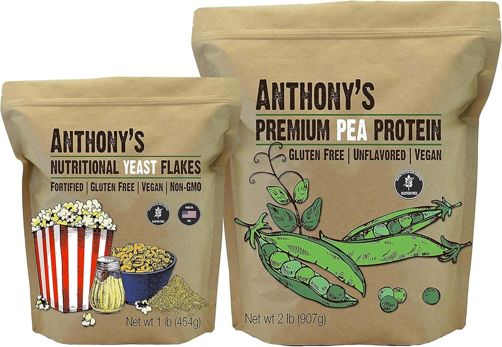Anthony Pea Protein Premium 2lb &amp; Levadura Nutricional Flakes 1lb