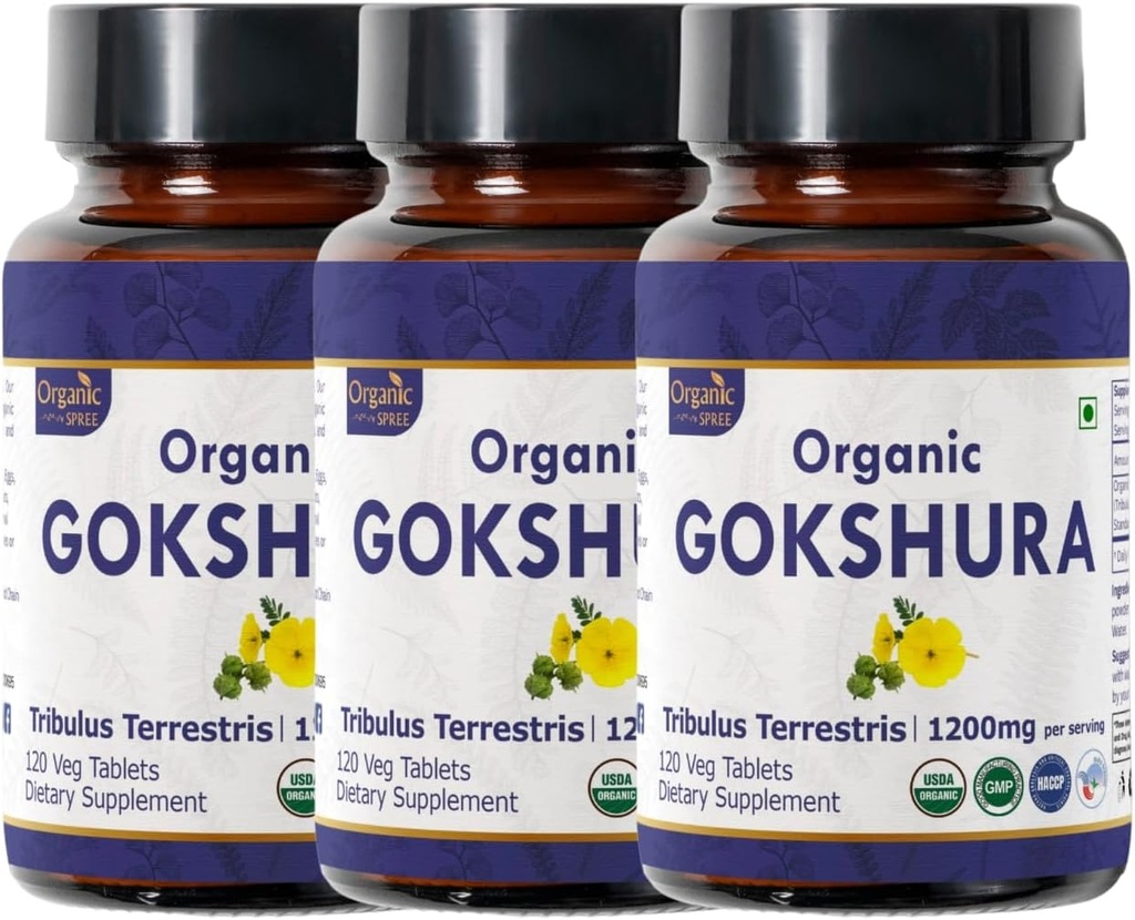 Gokshura 120 Tablets ← Tribulus Terrestris (Gokshura) Silencio USDA Orgánica Certificada Silenciosos Inmunity and Strength ← Orgánica y Natural 120tab - Pack of 3
