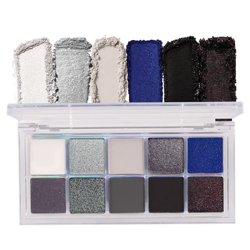 BINGBRUSH 10 Colores Black Smokey Eyeshadow Pallet, Cool Toned Shimmer Glitter Eyeshadow, Natural Neutral Smokey Eyeshadow Ultimate maquillaje Palette, Vibrant Make Up Pallets Kit