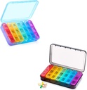 Asprink Pill Organizer 3 veces al día - Organizador semanal de píldoras 3 veces al día - Gran Caja de píldoras 7 días Medicina Organizador (Negro y Azul)