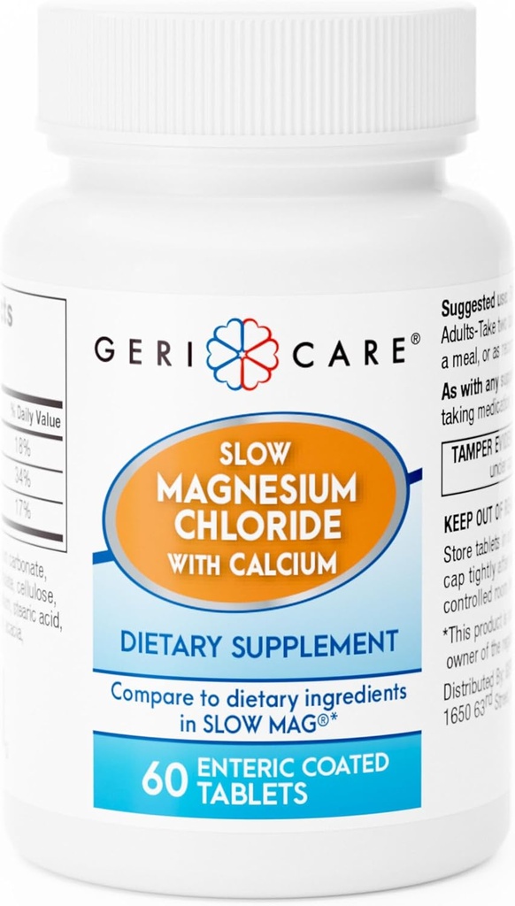 Gericare Slow Magnesium Chloride ← Calcium Tablets by Geri-Care ← Suplemento Nutricional Silencio 60 Conde Bottle (Pack of 1)