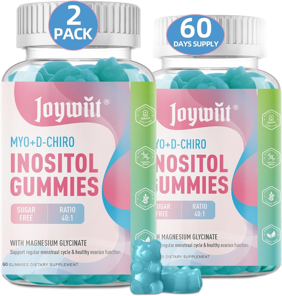 Azúcar gratis Inositol Gummies, Inositol Chewable Supplement for Women, 40:1 Ratio Myo-Inositol & D-Chiro Inositol with Magnesium Glycinate, Fertility Support for Regular Cycle &amp; Hormone Balance,120CT