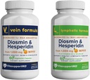 VITASUPPORTMD - Veinte y Lymphatic Formula Bundle, Diosmin Hesperidin 1000 mg, 2x60 Capsules, MPFF Complex for Circulation, Lymphatic and Vein Support