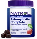 Natrol Ashwagandha Completa Gummy, 3-in-1 Daily Stress Supports Better Mood, Reduce el estrés ocasional y la fatiga, 30 Gummies, hasta un suministro de 15 días