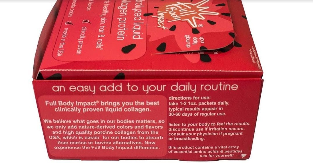 Liquid Collagen Protein Supplement 16,000mg (16g) of Hydrolyzed Collagen Types I & III for Healthy Hair, Skin, Nails & Joints, 1oz Packs (Box of 30), Sugar Free (Watermelon & Chill)