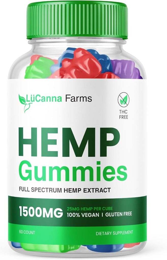 Lucanna Farms Gummies, Lucana Farms Hemp Gummies Advanced Formula Maximum Performance Hemp Blend, LucannaFarms Gummies Suplemento 25mg por Gummy, 1500mg por Bottle Reseñas Nuevo 2024 (60 Gummies)