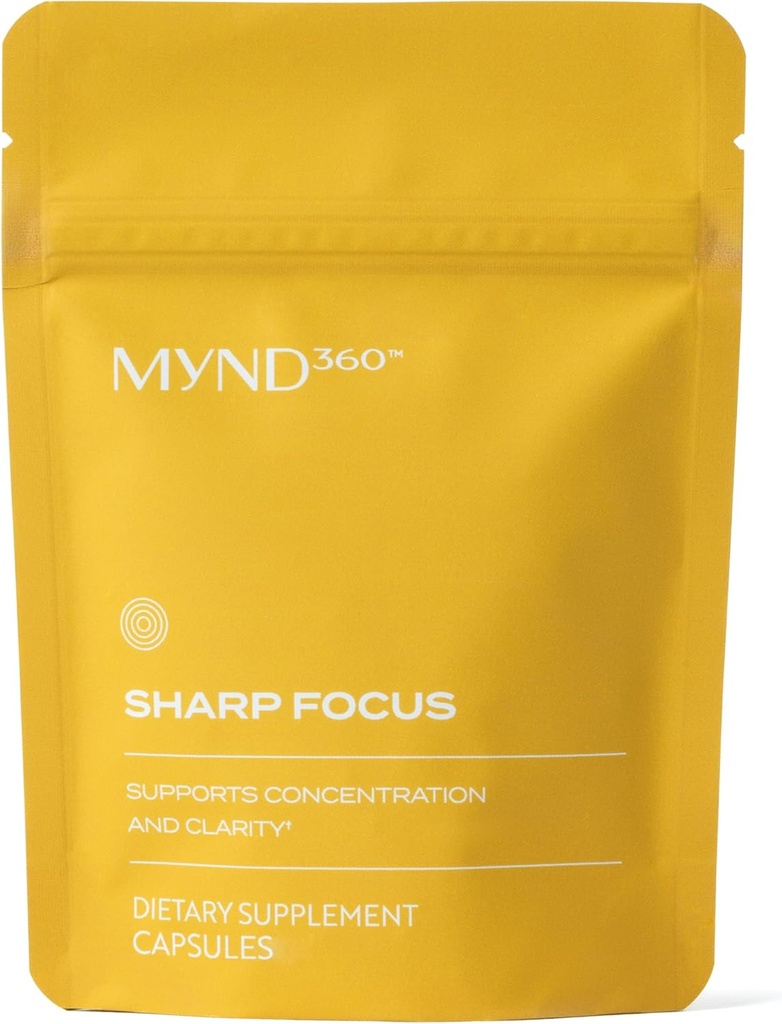 Nu Skin MYND360 Sharp Focus | 60 Capsules | Vitamin B12 & Vitamin B6 for Memory, Focus, and Clarity | Caffeine Infused Brain Health Supplement | Safe Daily Vitamin B Support for Boosted Concentration