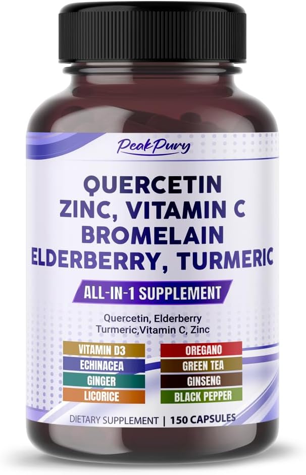 Quercetin Elderberry Turmeric Vitamina C Zinc - Apoyo a la inmunidad - Hecho en EE.UU.