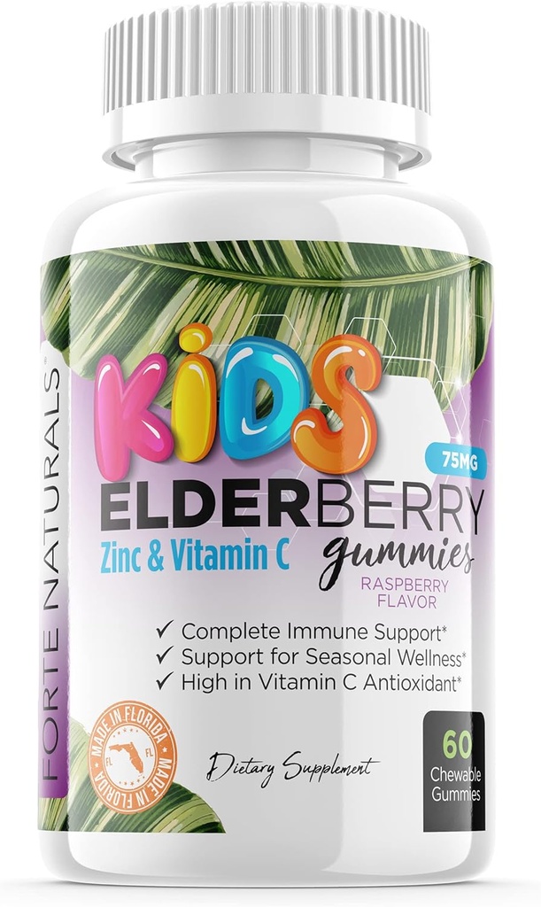 Kids Elderberry Gummies + Vitamina C + Echinacea &amp; Bee Propolis La mandíbula multivitamina Gummy de los niños Chews chewable Immune Support Made in USA Gluten Free Non GMO 60 Gummy Whole Foods Market