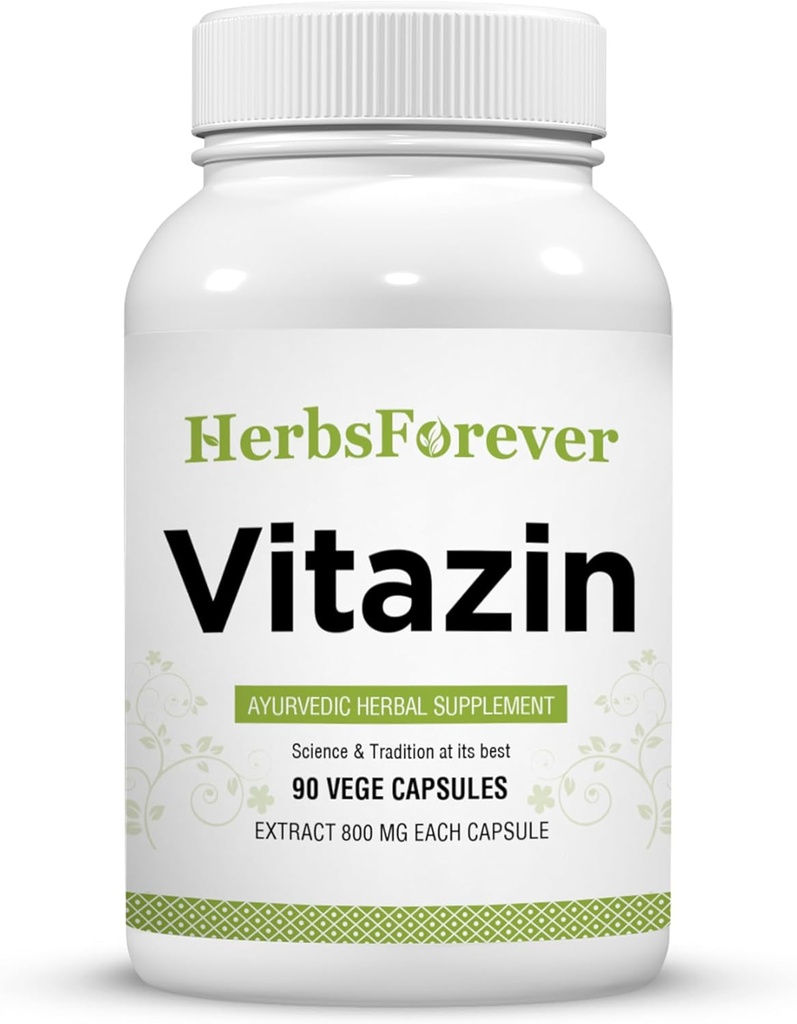 Herbsforever Vitazin Capsules Ayurvedic Herbal Supplement Supports Energy & Performance Proporciona fuerza física y mental 90 Vege Capsules 800 Mg Cada