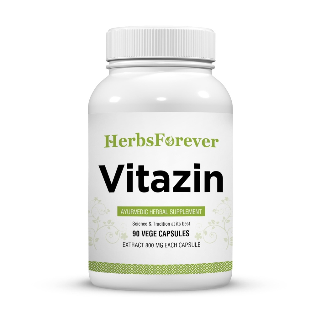 Herbsforever Vitazin Capsules Ayurvedic Herbal Supplement Supports Energy & Performance Proporciona fuerza física y mental 90 Vege Capsules 800 Mg Cada