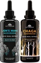 Naturealm Lion's Mane & Chaga Mushroom Extract - Adaptogen Stack for Focus, Immunity, Longevity, Stress Relief, Gut Health, Anti-Aging, Energy &amp; More - Organic Liquid Drops - 50 mL Cada (2 Pack)