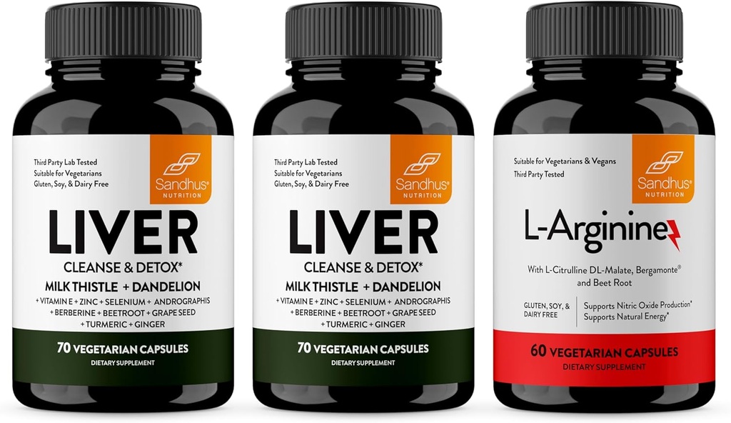Sandhu's Liver Renew Cleanse & L-Arginine with Nitric Oxide Precursor Capsules ← Soporta Immune, Digestive Health, Energy and Healthy Circulation