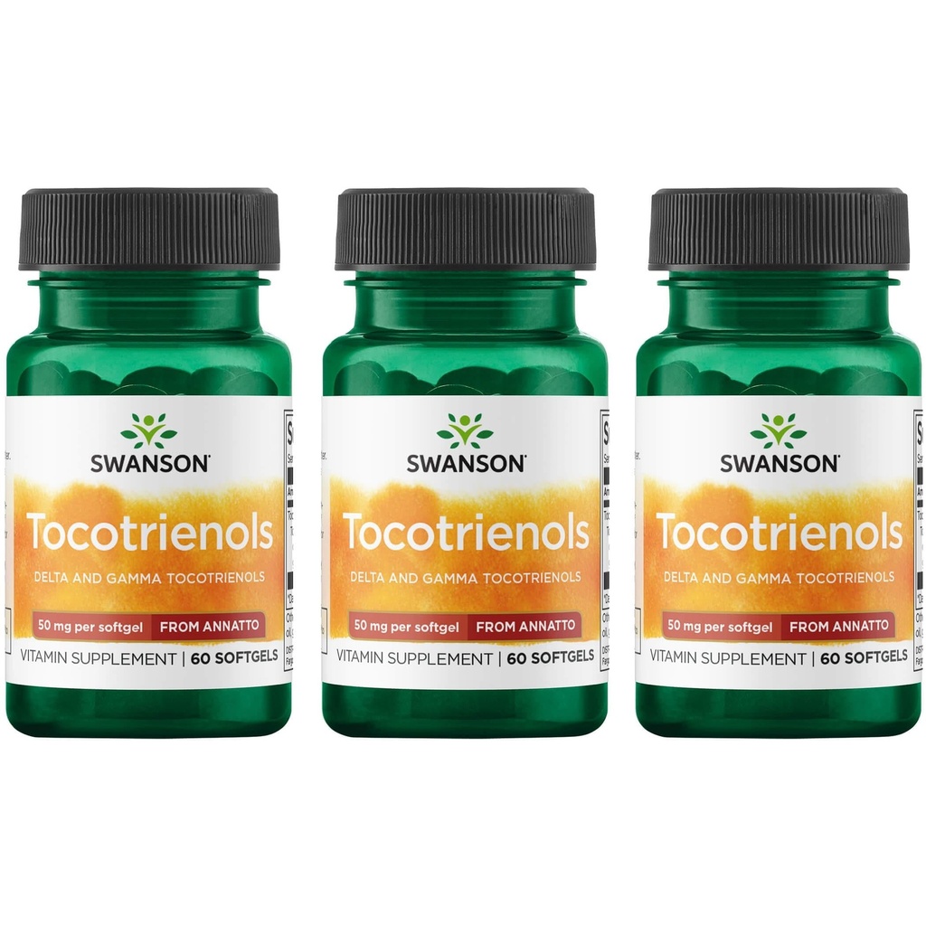 Swanson Deltagold Tocotrienols-Annatto Tocotrienols Supporting Healthy Cholesterol Levels Ya in the Normal Range-Vitamin E Tocotrienols 99% Tocopherol Free (60 Softgels, 50 mg cada uno) (3 Pack)