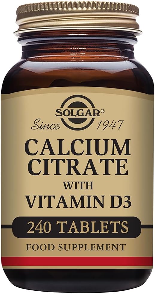 Citrato de Calcio Solgar con Tablas de Vitamina D3, 240 Conde (Pack of 1)