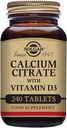 Citrato de Calcio Solgar con Tablas de Vitamina D3, 240 Conde (Pack of 1)