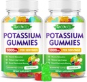 Potasio Citrate Gummies 1000mg, Alta Potencia Potasio Suplemento Gummies para Adultos Mujeres &amp; Hombres, Apoyo Leg Cramps &amp; Muscle Health, Azúcar libre, sabor a fruta mezclada, 120 Condes