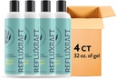 Terapia de Reflujo Ácido, Alginato Orgánico, Rápida &amp; Long Lasting Gerd, LPR &amp; Digestion Symptom Support, Zero Sugar, Gluten Free, Low Sodium, Lemon Ginger, 47 Gel Servings Por 8 OZ Bottle, 4 Pack