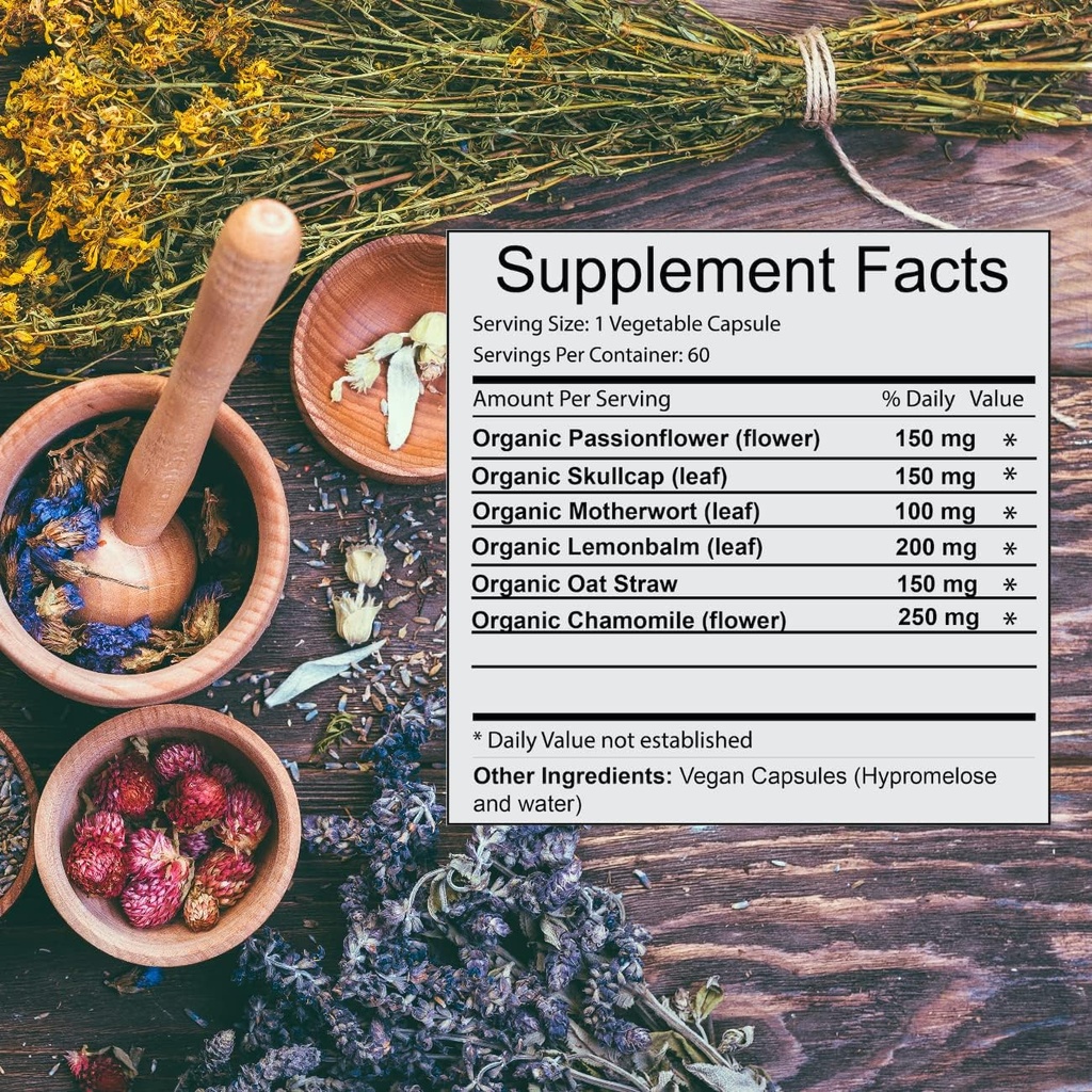 Khroma Herbal Productos Trauma Blend - Orgánica Trauma Support - 60 cápsulas Vegan en botellas de vidrio USDA Orgánico, Vegan, Kosher, 3er Parte testado