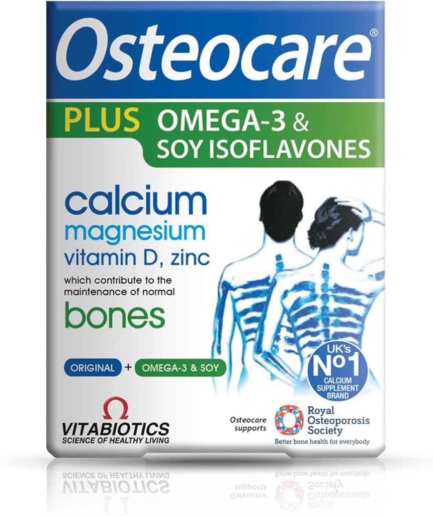 Vitabióticos Osteocare Plus 2-en-1 Fórmula - Calcio 800 mg con vitamina D3, Magnesio, Zinc y Omega-3 Silenciosos Bone Health and Immunity Multivitamin Suplemento para Hombres y Mujeres - 90 Tablets