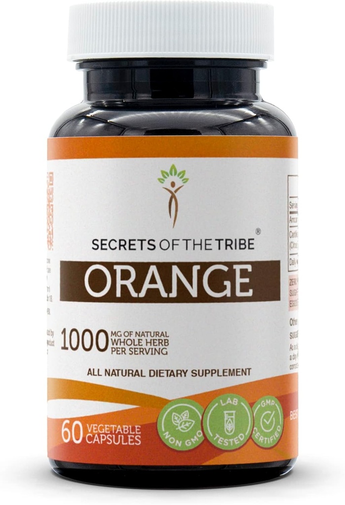 Secretos de la Tribu Naranja 60 cápsulas, 1000 mg, Naranja (Citrus Sinensis) Peel seco (60 cápsulas)