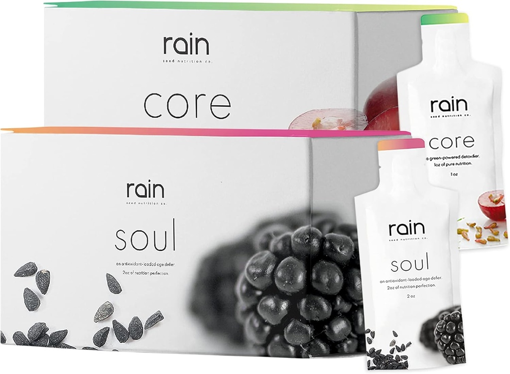 Rain - Core & Soul Bundle - Suplemento Nutricional Basado en Semillas - Fórmula Basada en Plantas para la Vitalidad & Salud - Apoyo Wellness & Immunity - 1 Caja Cada