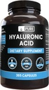 Ingredientes originales puros Ácido hialurónico (365 capsules) No hay magnesio o rifles de arroz, siempre puro, lab verificado