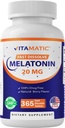 Vitamatic Melatonin 20 mg Tablets peru Vegetarian, Non-GMO, Gluten Free ← 1 año de suministro ¦ Natural Berry Flavor - 365 Cuadros