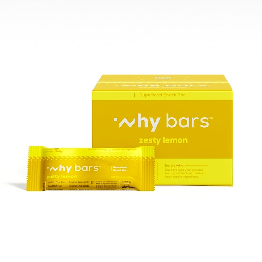 Por qué Bares, Bares Protein, Zesty Lemon, 2.04 Bares Ounce (Pack of 12 Protein Bares) - Protein Bar Superfood, Gluten Free, Non GMO, Orgánico, Vegan, Simple Ingredientes