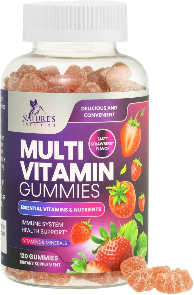 Mangas multivitamínicas para adultos, vitaminas diarias " minerales con vitaminas A, C, D, B12 para hombres y mujeres, apoyo inmunitario Suplemento multivitaminas, adultos multi vitamina VIT - 120 quimios