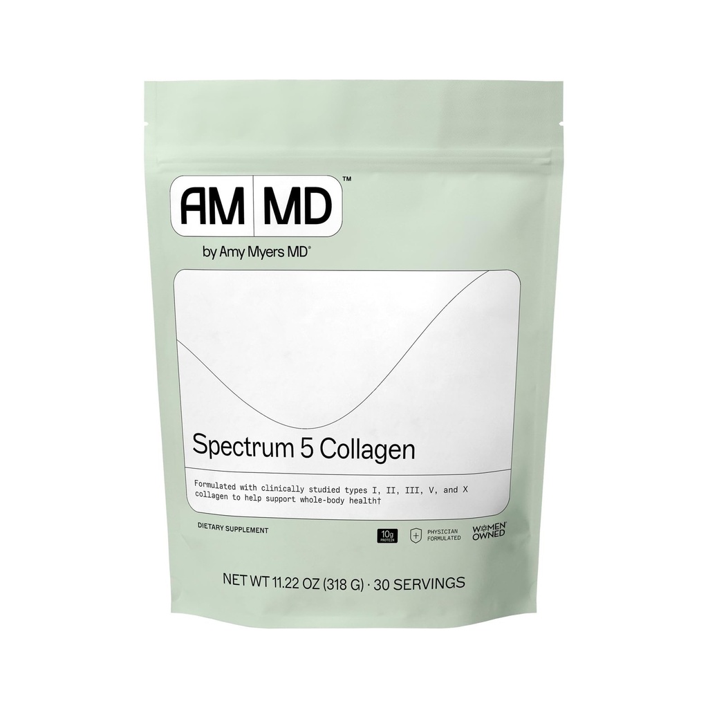 Amy Myers MD Spectrum 5 Collagen Peptides Polvo - Suplemento diario de colágeno para el cabello saludable, piel & uñas - para el soporte conjunto, Gut &amp; Immune Salud - 30 Servimientos