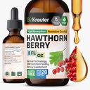 BIO KRAUTER® Hawthorne Berry Supplement - Pure Vegan Hawthorn Berry Liquid Drops 655 mg por Serving 2 Fl.Oz 28 Days of Supply - Utilizado para el soporte general &amp; Daily Wellness - Alcohol &amp; Sugar Free