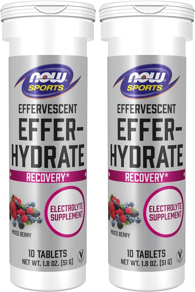 AHORA Nutrición Deportiva, Effervescent Effer-Hydrate, Suplemento Electrolyte, Recuperación*, Berry mixto, 10 Tablets (Pack of 2)