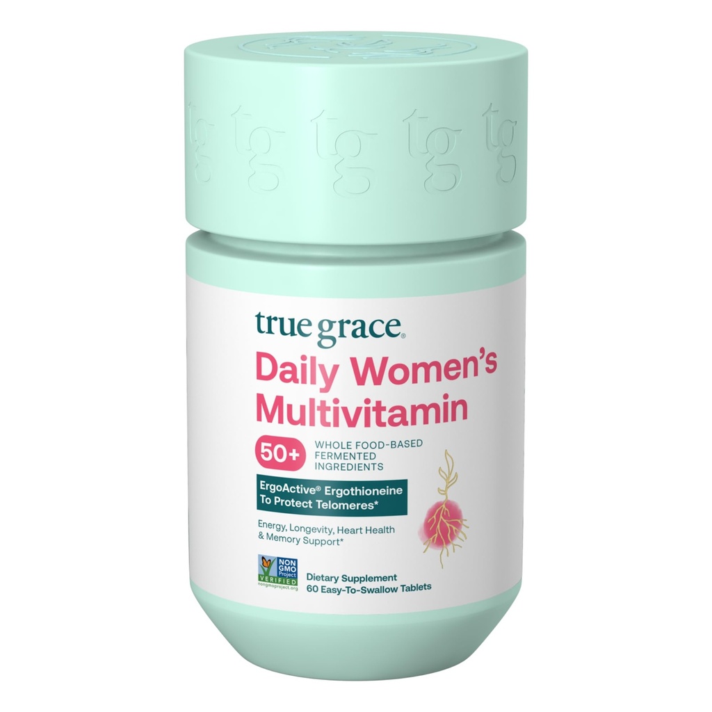 True Grace Daily Women’s Multivitamin 50+ - 60 Tablas fáciles de cambiar - Immune, Energy, Longevity & Memory Support - Vegan - Gluten, Soy & Iron Gratis - 30 Serviciones