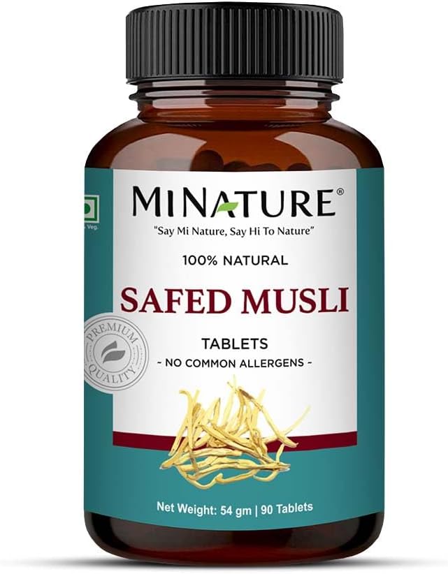 Safed Musli Tablets by mi Nature permanecen bajo custodia Pure & Natural herb tención Gratis desde Chemical &amp; Preservative sufrimiento Plant Based Gluten Free TEN90 Tablet, 45 Days Supply 1000mg