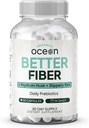 Organics Ocean Better Fiber - Daily Fiber Supplement - Soften Stool for Effortless Bowel Movements - with Psyllium Hulk and Slippery Elm - 90 Capsules