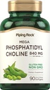Piping Rock Phosphatidyl Choline Suplemento Silencio 840mg Silencio 90 Softgels Silencio de Soy Lecithin ← Non-GMO, Gluten Free