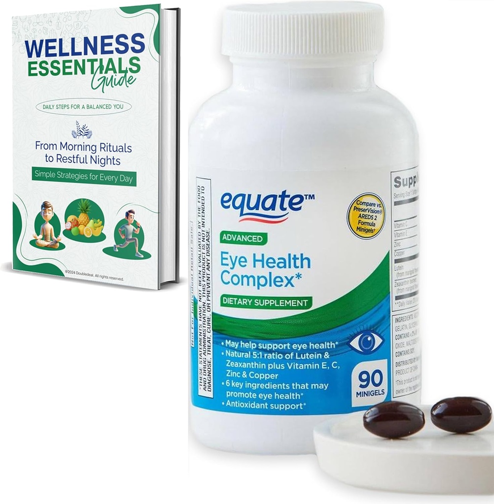 Advanced Eye Health Minigels 90 Count, Carotenoid Blend with Lutein " Zeaxanthin + Vitaminas E, C, Zinc y Copper (45 Days Supply)