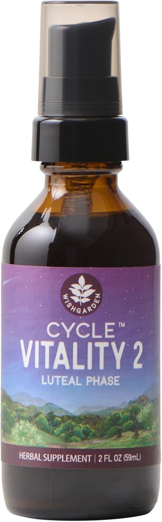 WishGarden Herbs Cycle Vitality 2 Luteal Phase - Plant-Based Progesterone Supplement with Wild Yam &amp; Vitex Chasteberry Supports Healthy Menstrual Cycles, Fertility & Healthy Progesterone Levels, 2oz