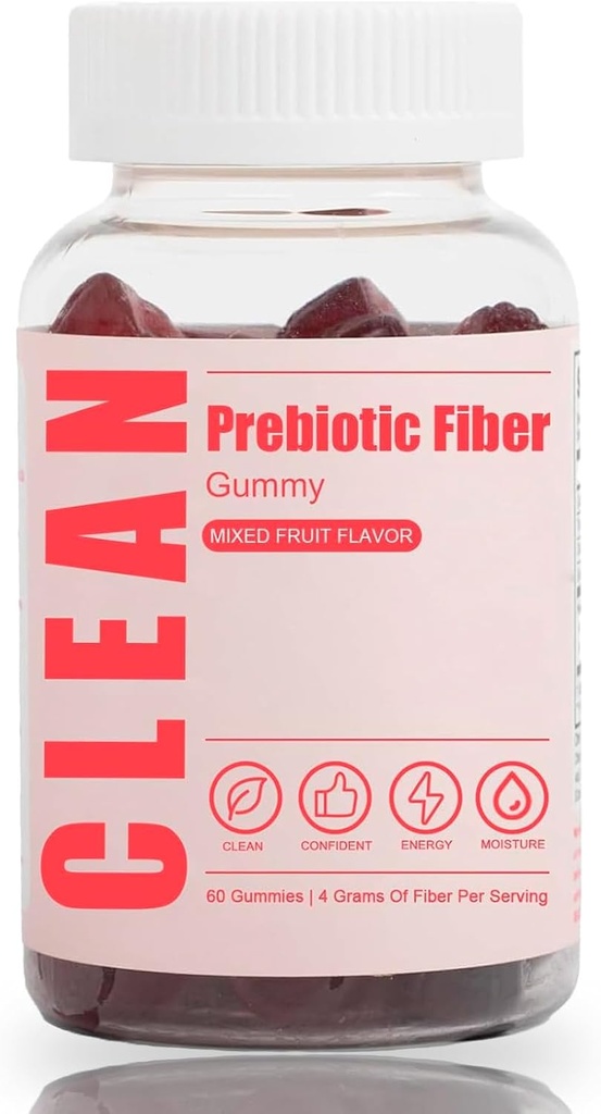Limpio de fibra prebiótica Gummy, limpia de fibras, prebiótica de fibra para hombres, suplemento de fibra prebiótica orgánico para la salud de Gut digestiva, 60 gummies (1pc)