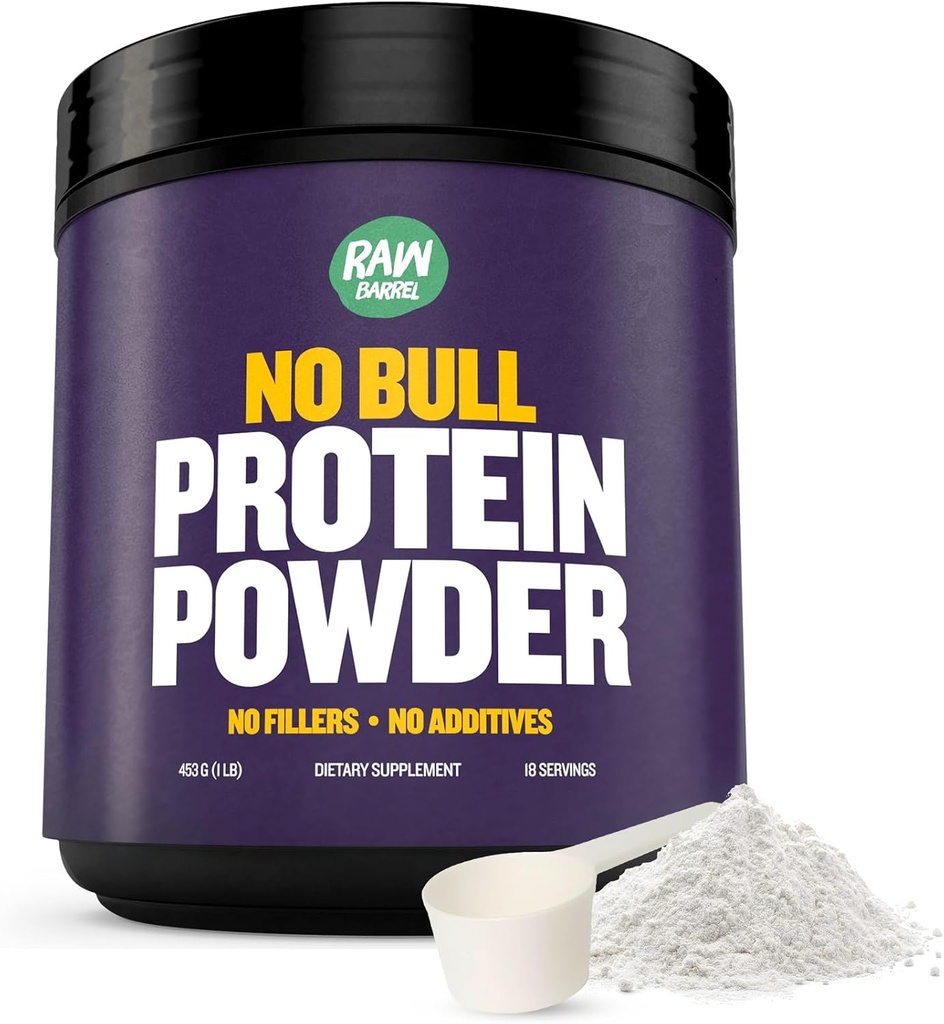 1lb No Bull Unflavored Whey Protein Powder, Pure, Instantized Whey Supplement,High Protein, Low Carb, No Fillers, No Additives, Flavorless