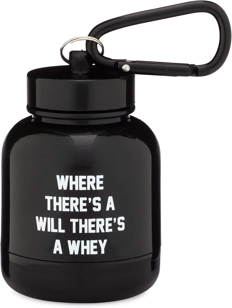 OnMyWhey - Protein Powder &amp; Supplement Funnel Keychain, Portable To-Go Container for The Gym, Workouts, Fitness, &amp; Travel - TSA Aprobado, Donde Hay un testamento Hay un Whey