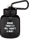 OnMyWhey - Protein Powder &amp; Supplement Funnel Keychain, Portable To-Go Container for The Gym, Workouts, Fitness, &amp; Travel - TSA Aprobado, Donde Hay un testamento Hay un Whey