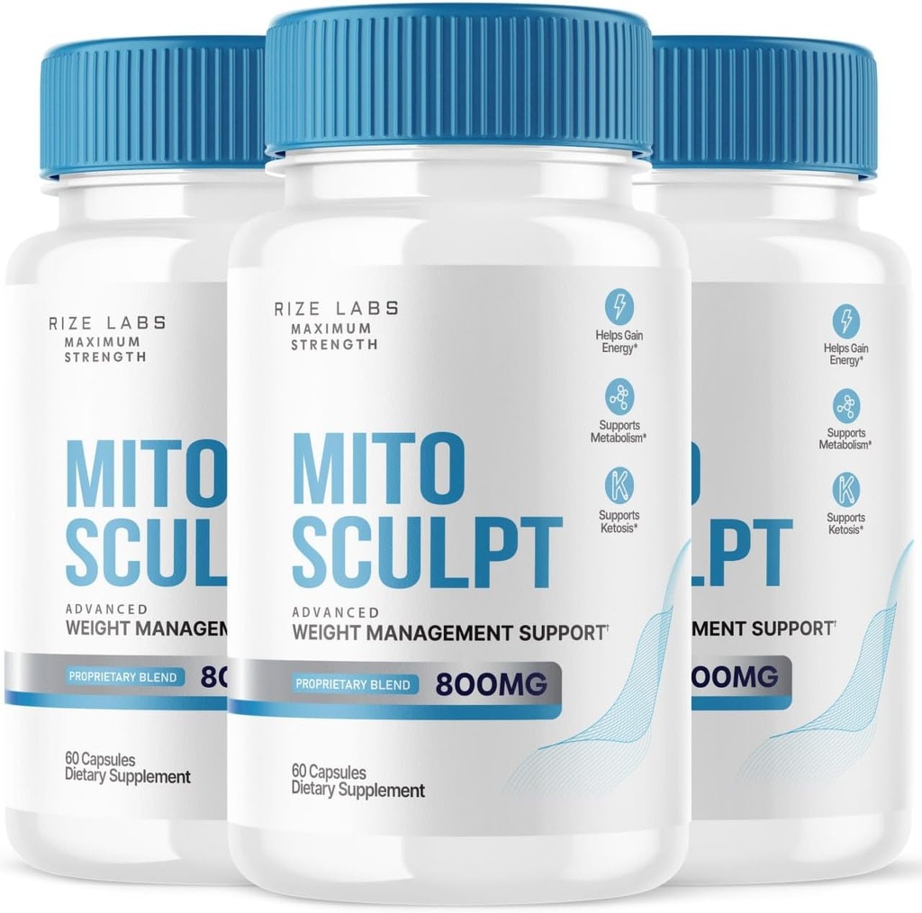rize labs MitoSculpt Weight Loss Pills - Esculp Your Ideal Body with MitoSculpt Advanced Formula Capsules, Supplement to Turn Mobilized Stored Fat for Fuel (180 Capsules) (Pack of 3)